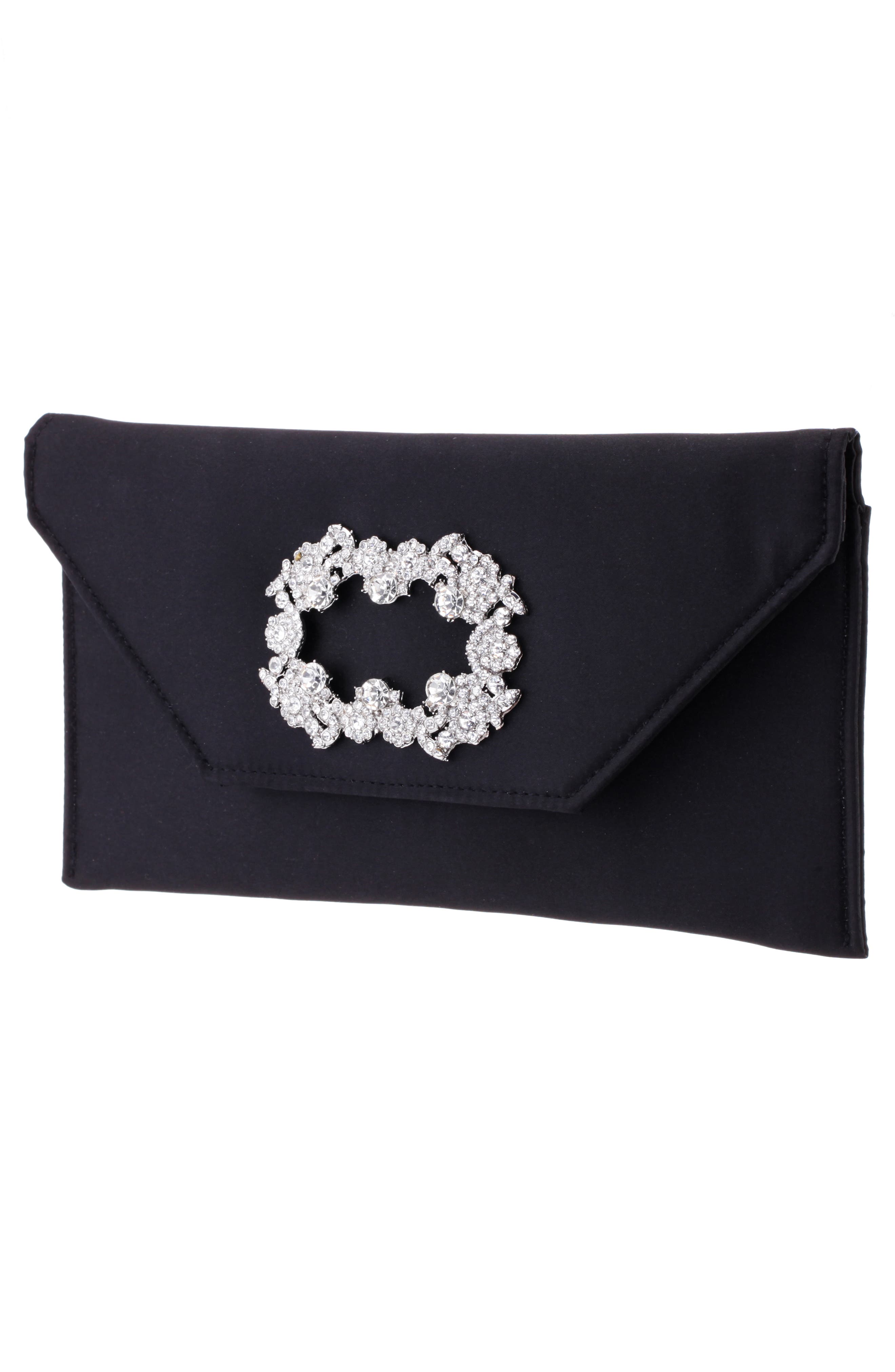 Nina Hepburn Crystal Buckle Clutch, Alternate, color, 