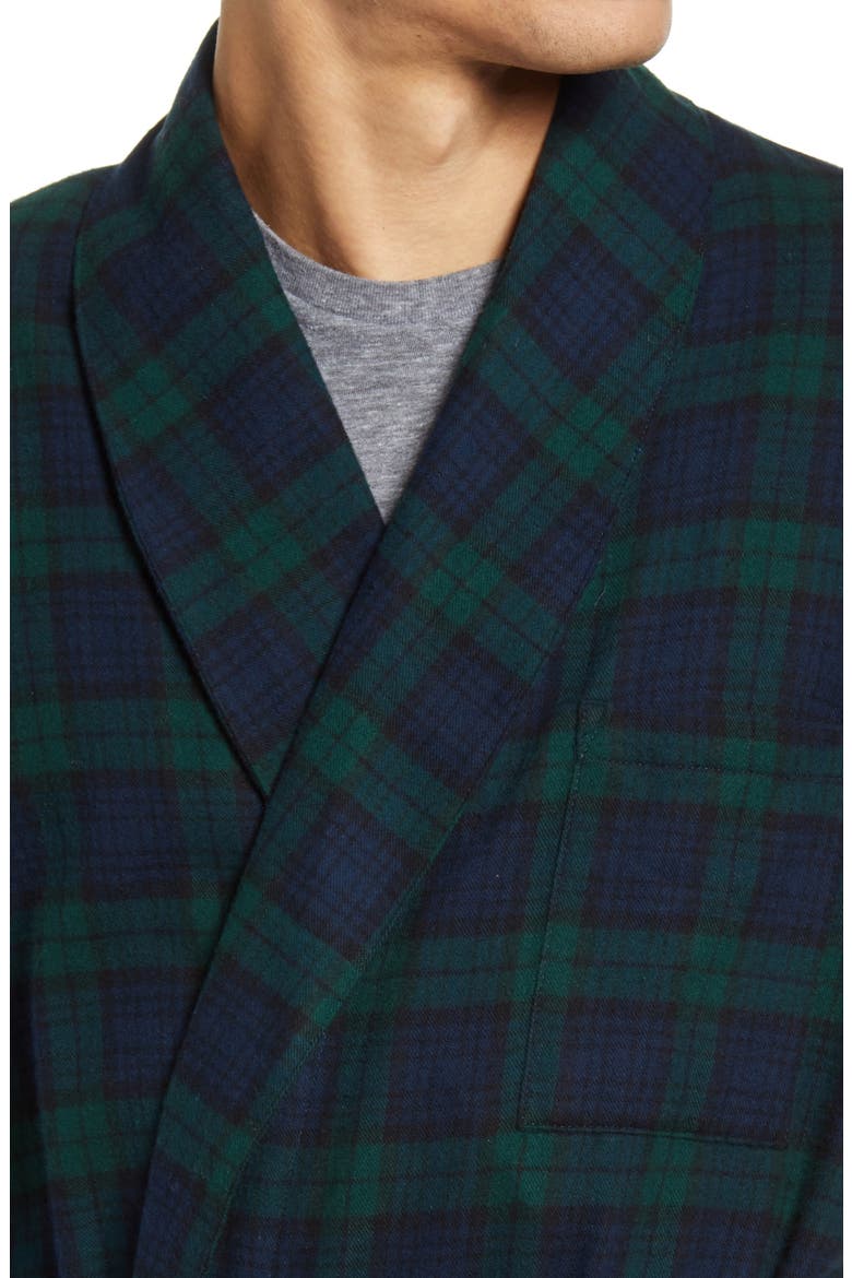 Scotch Plaid Flannel Robe, Alternate, color, BLACK WATCH TARTAN