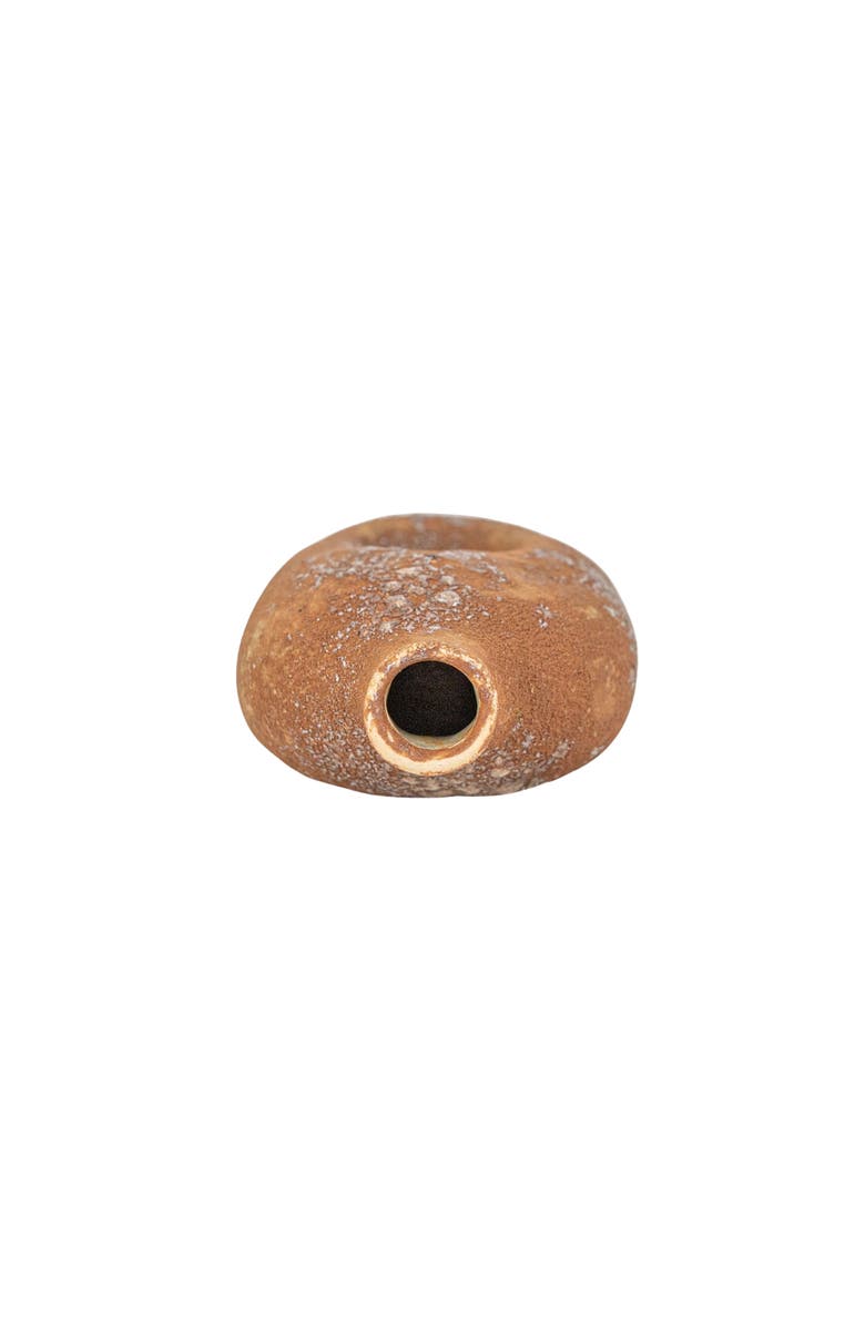 Foreside Home and Garden Textured Glaze with Center Hole Vase Rust Stoneware, Alternate, color, Red