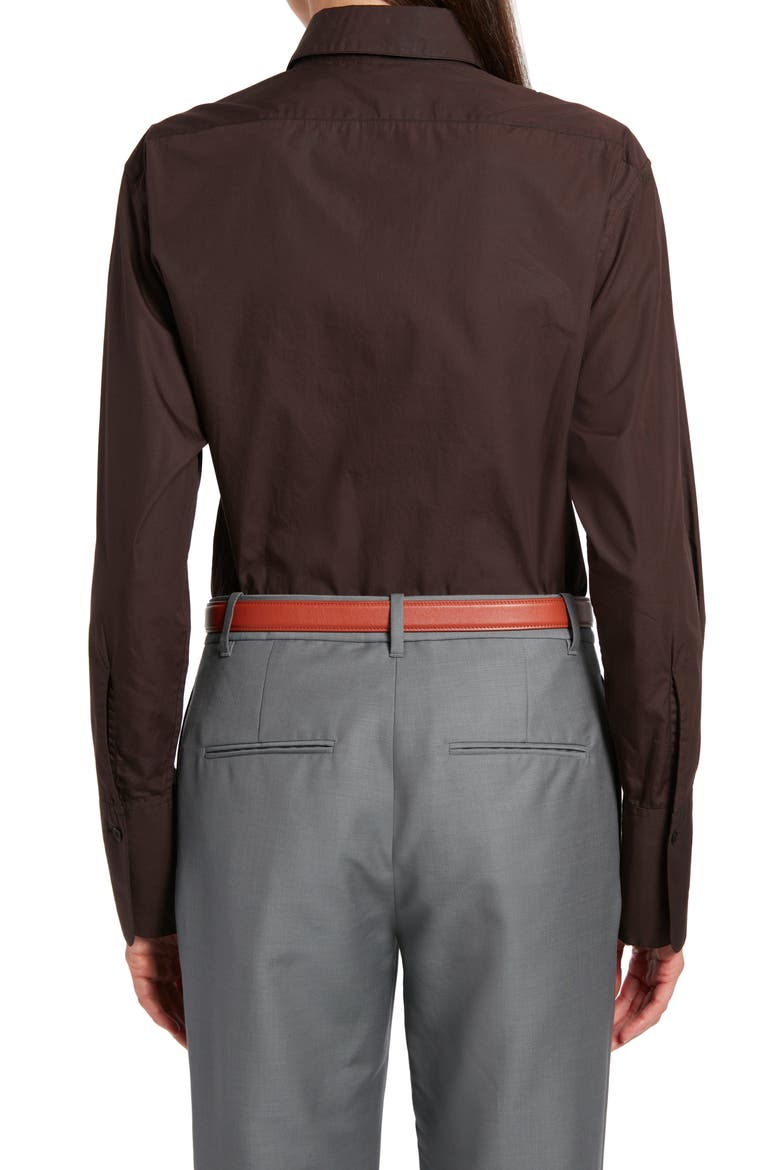 Xime Cotton Button-Up Shirt, Alternate, color, DARK BROWN