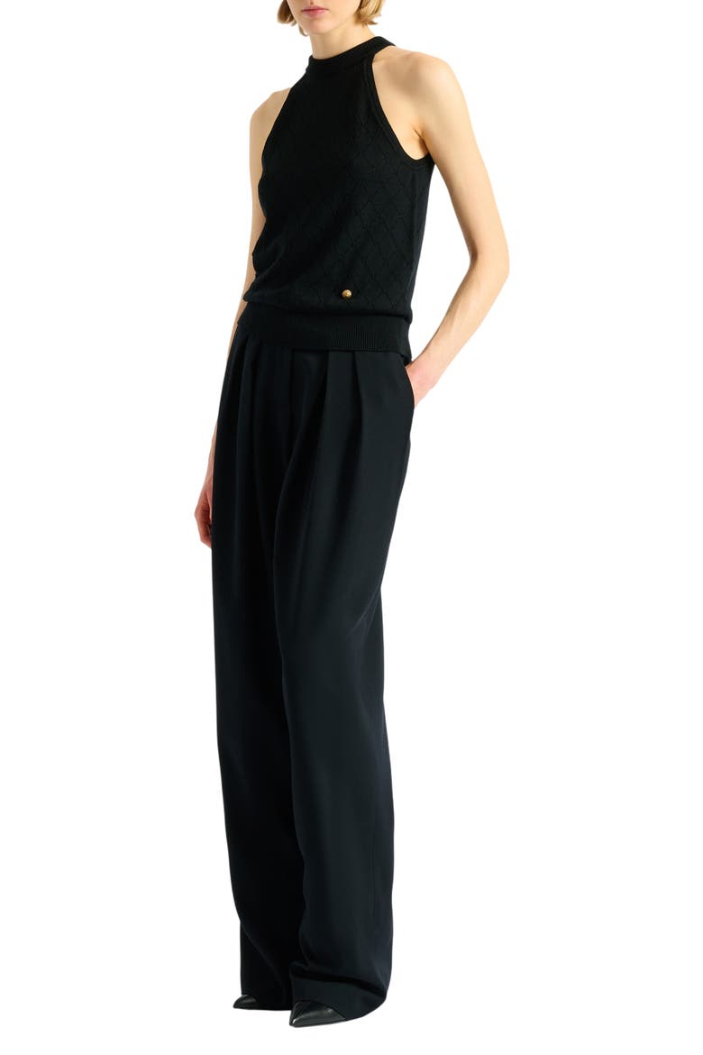 Sleeveless knit top, Main, color, black