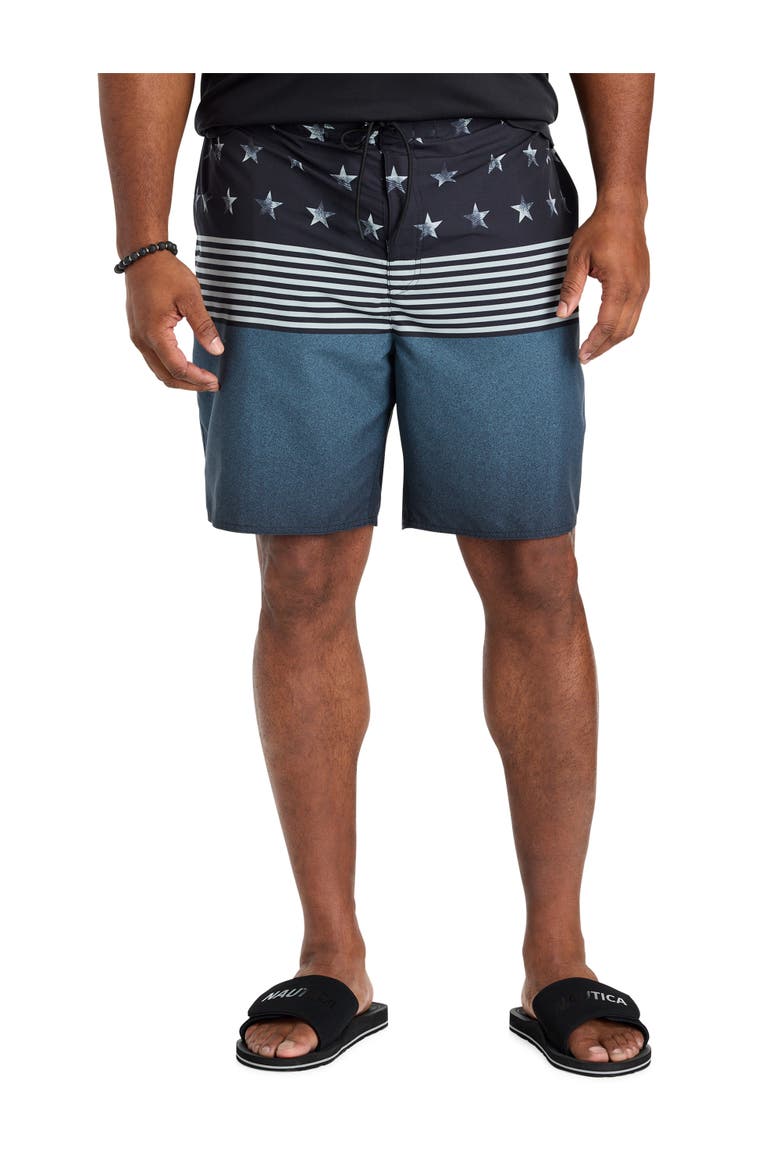 Big & Tall Patriotic Board Shorts, Main, color, BLACK MULTI