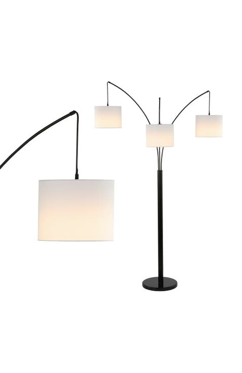 Barrie 78.5" 3-Light Mid-Century Modern Head-Adjustable Iron LED Arc Floor Lamp, Oil Rubbed Bronze