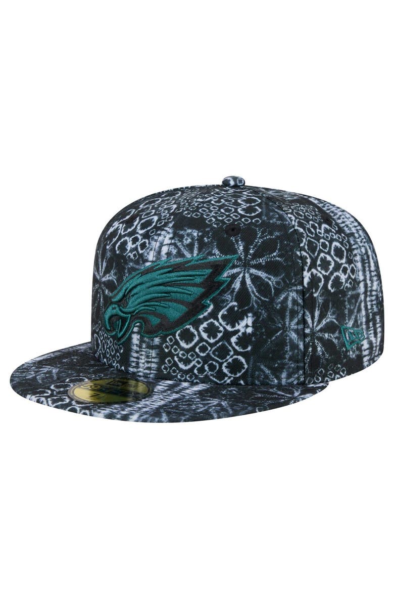 New Era Men's New Era Black Philadelphia Eagles Shibori 59FIFTY Fitted Hat, Main, color, 