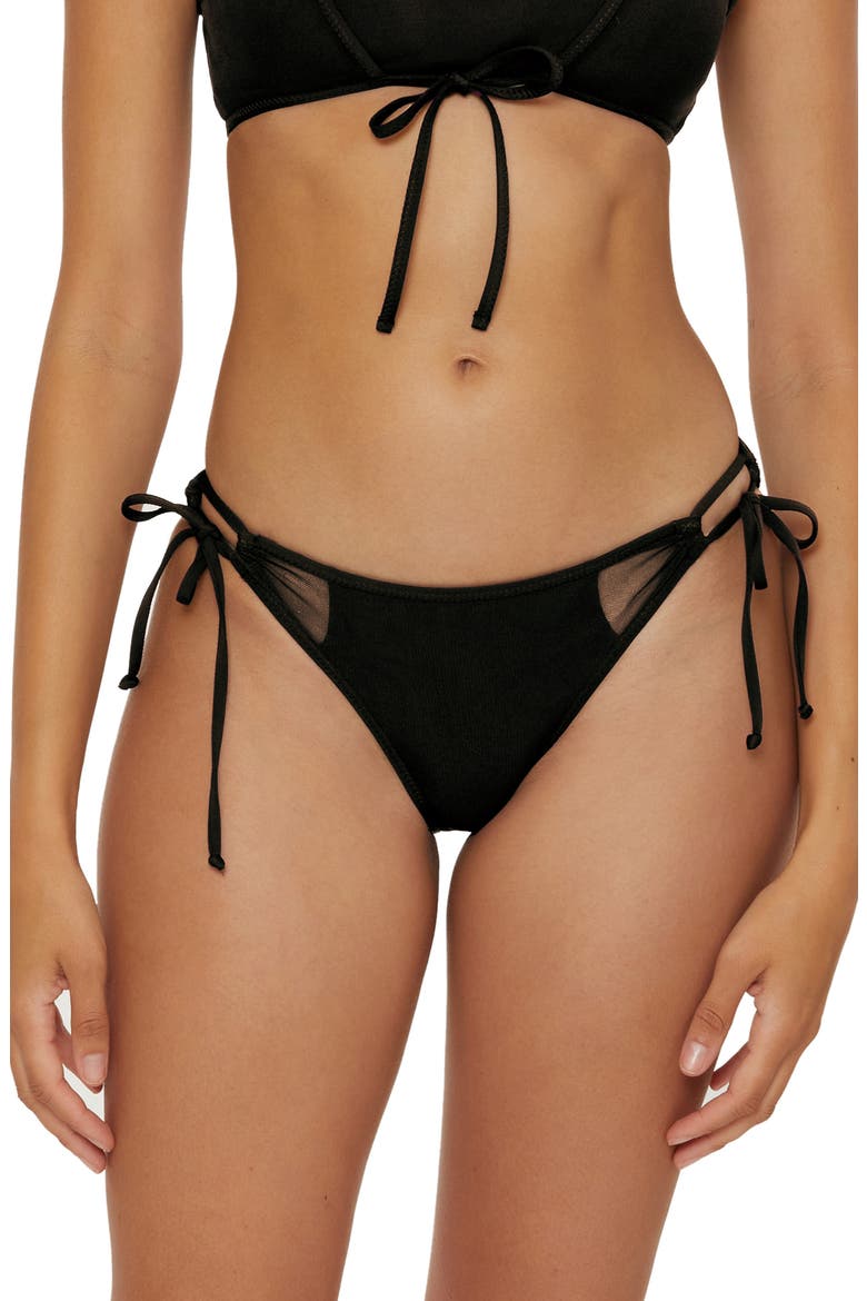 Muse Cutout Side Tie Bikini Bottoms, Main, color, BLACK