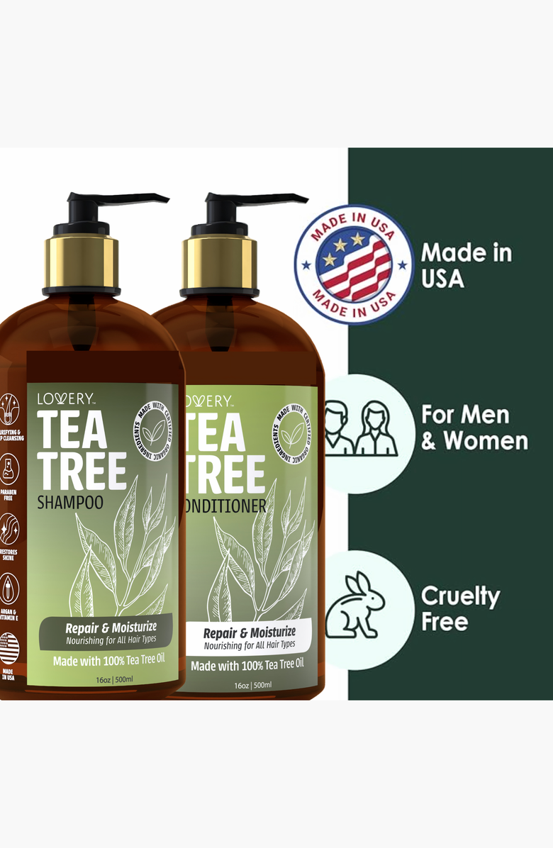 Lovery Tea Tree Shampoo and Conditioner Gift Set, Alternate, color, Amber / Green