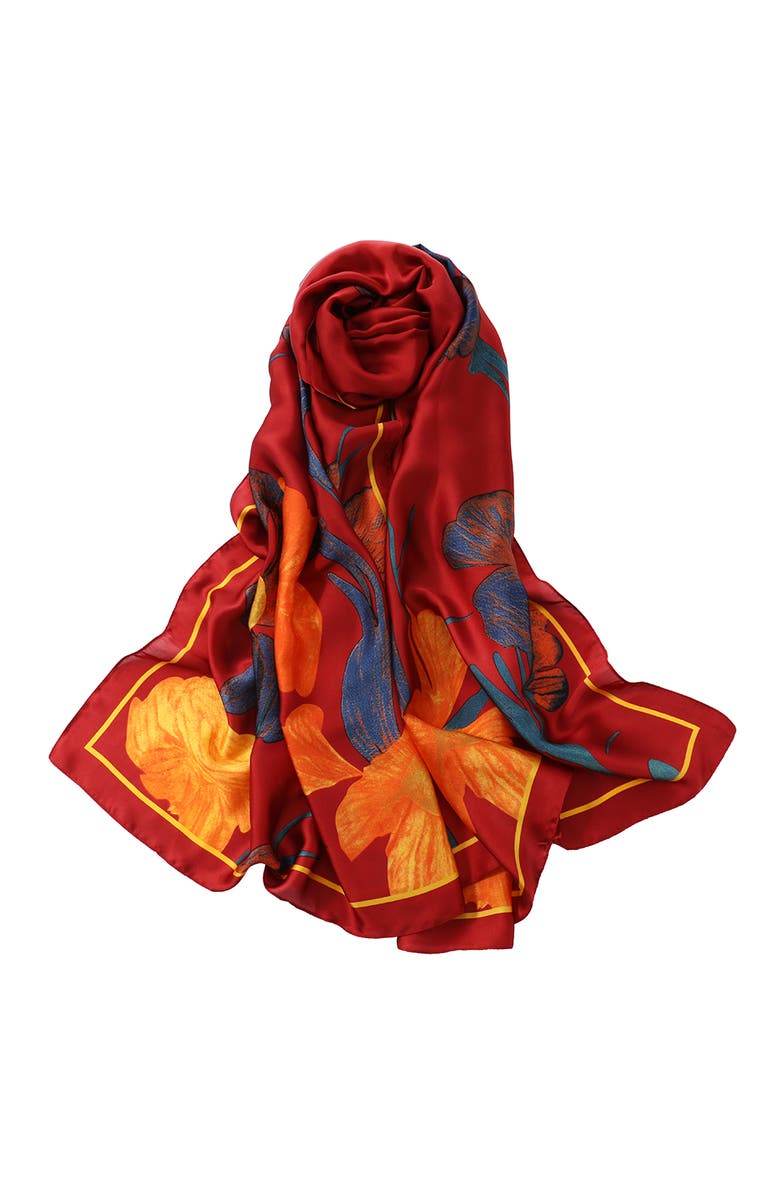 Youzey Koi Pond Floral Scarf - Red, Main, color, Red