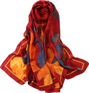 Youzey Koi Pond Floral Scarf - Red