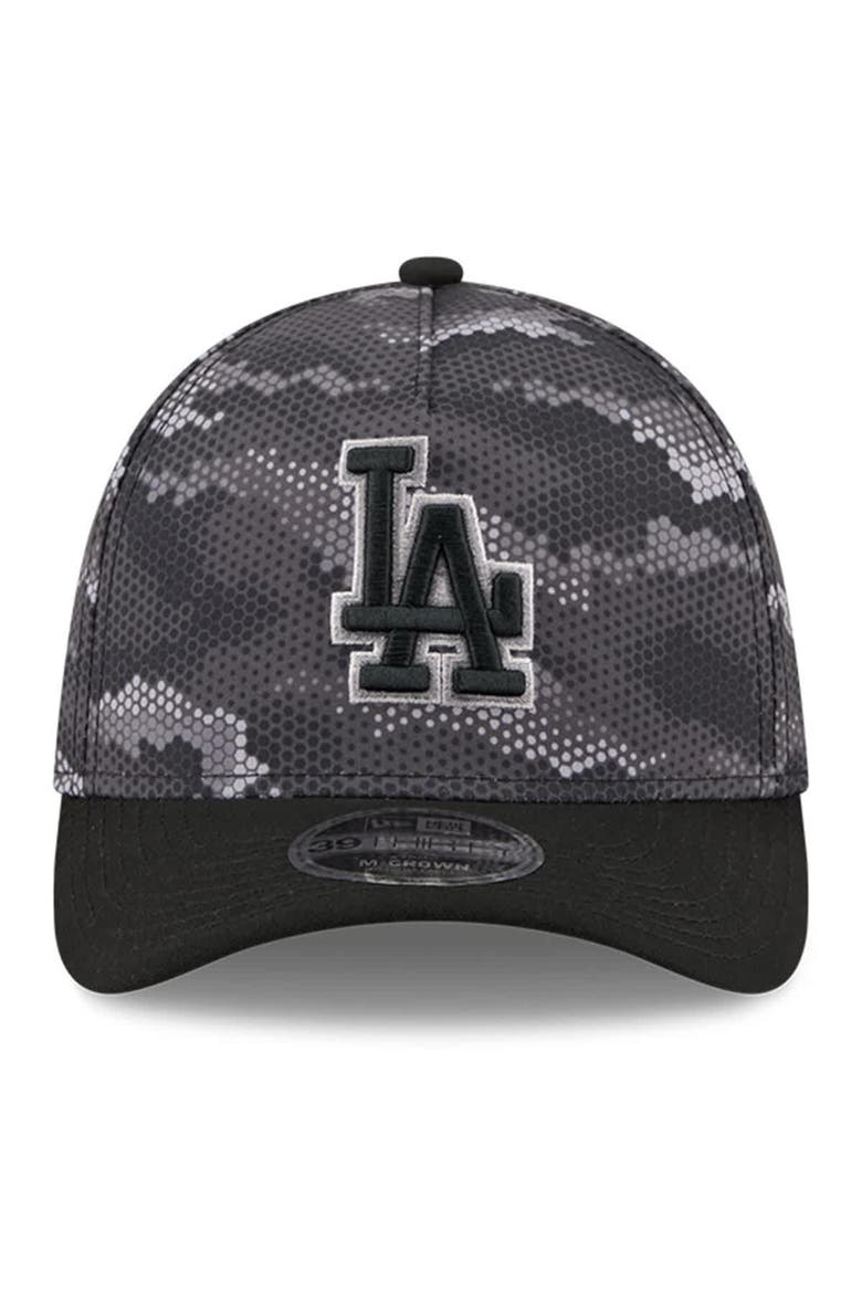 Men's New Era Black Los Angeles Dodgers Camo 39THIRTY A-Frame Flex Hat, Alternate, color, Black