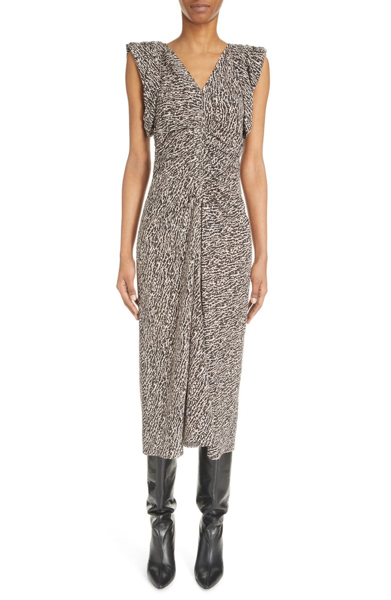 Isabel Marant Gilya Abstract Print Cap Sleeve Stretch Silk Dress, Main, color,