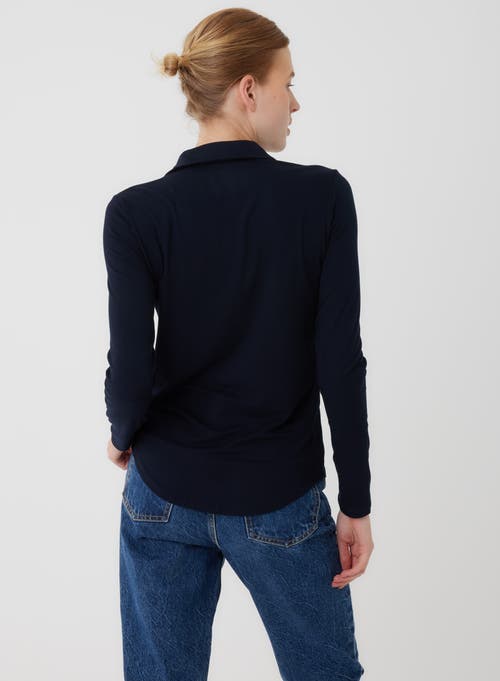 Majestic Filatures Soft Touch Long Sleeve Pocket Shirt In Blue