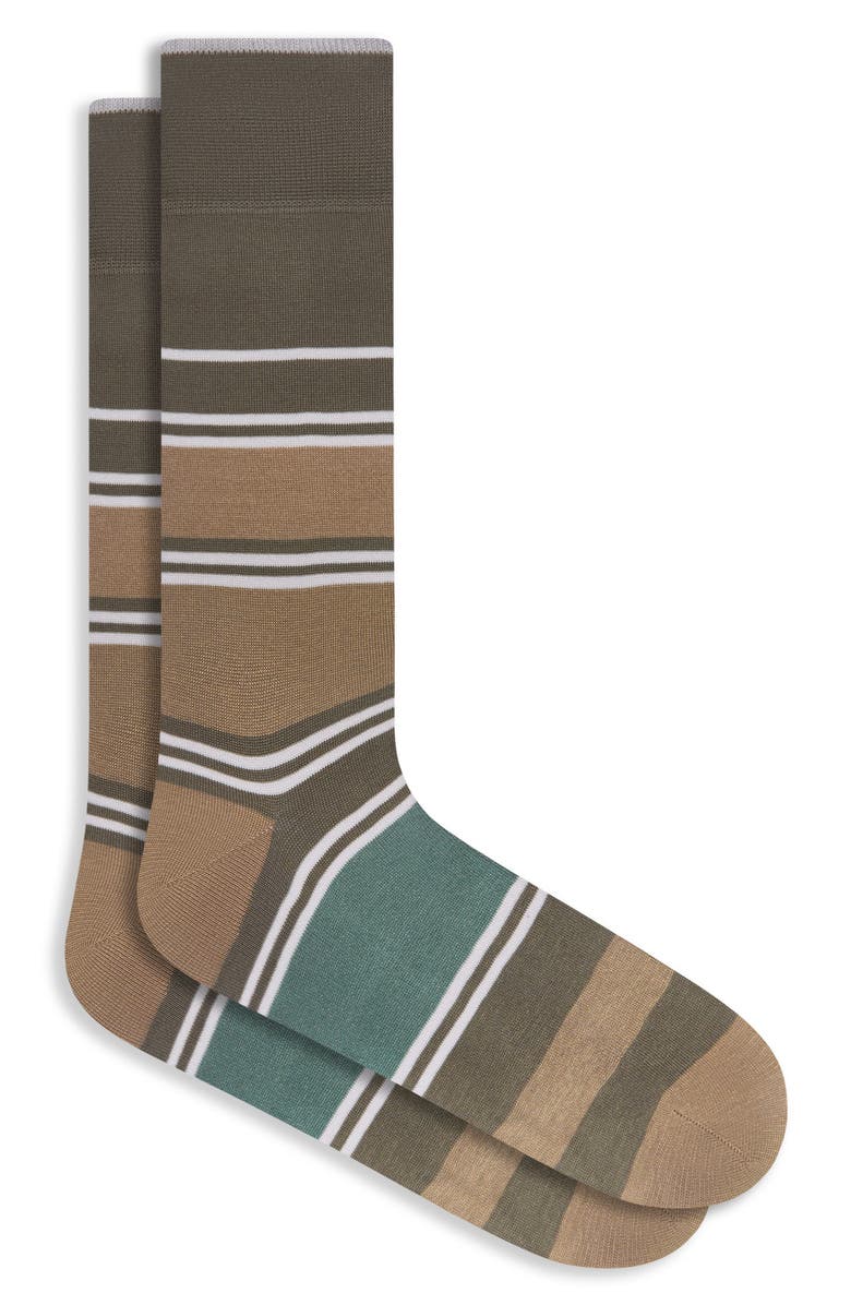 Bugatchi Stripe Mercerized Cotton Blend Dress Socks, Main, color, 