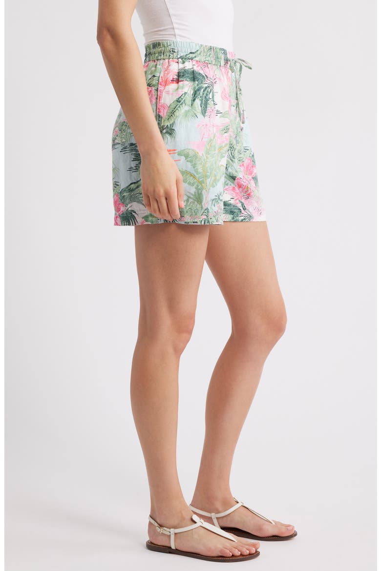 Garden Villa Linen Drawstring Shorts, Alternate, color, CANAL BLUE