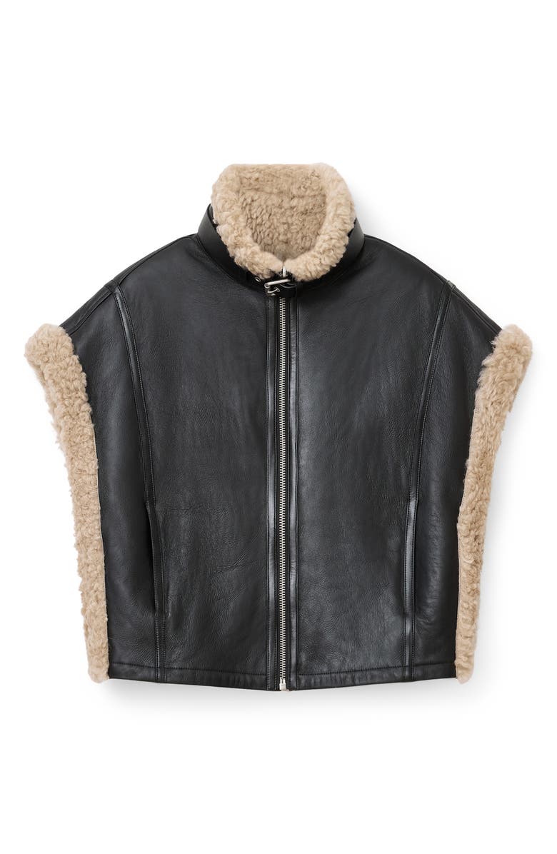 AllSaints Marlin Genuine Shearling Vest, Alternate, color, Black/ Natural