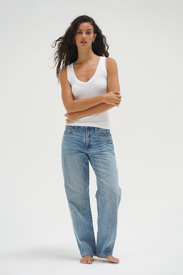 V Slim Ribbed Tank, Alternate, color, White