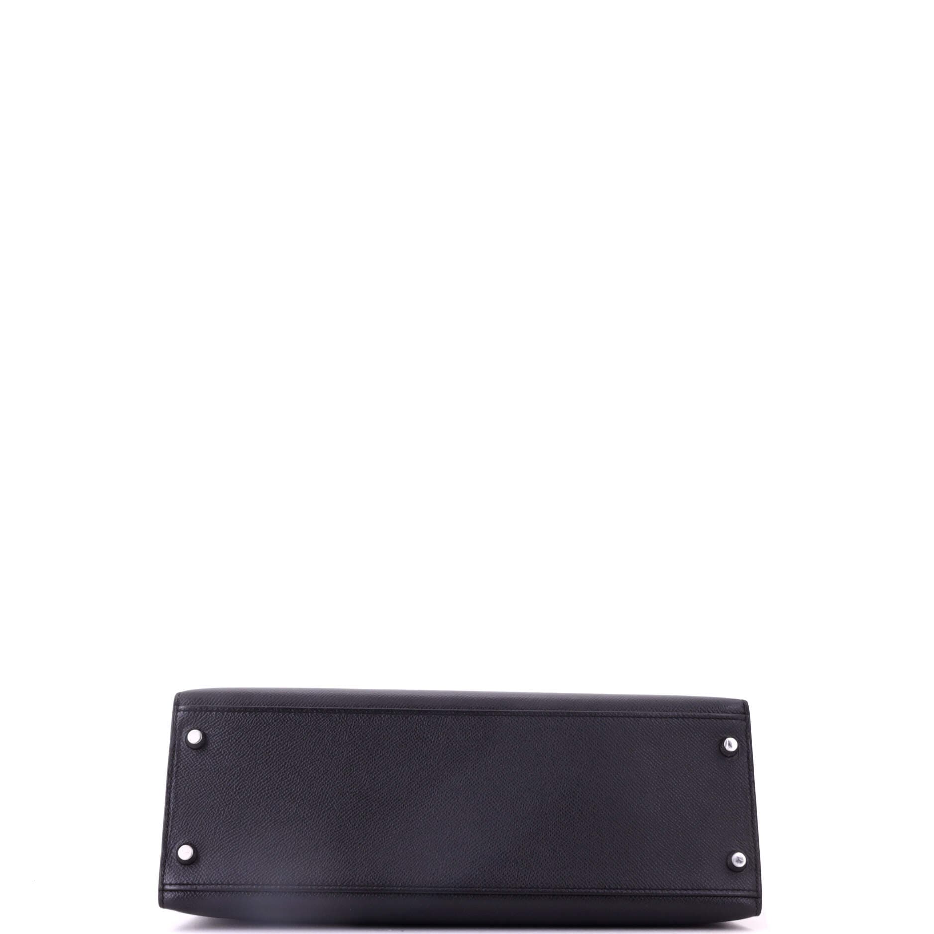 Kelly Handbag Black Epsom with Palladium Hardware 32, Alternate, color, Noir