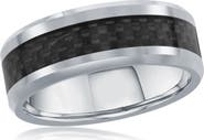 BLACKJACK Polished Tungsten & Carbon Fiber Band Ring