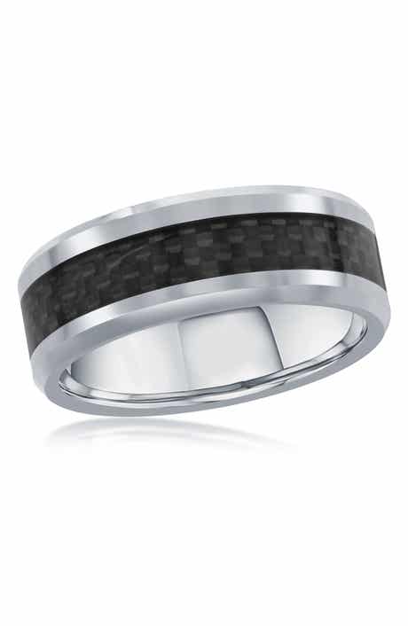 BLACKJACK Polished Tungsten & Carbon Fiber Band Ring