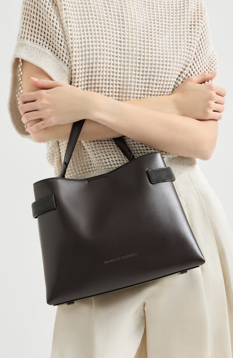 Brunello Cucinelli Top-Handle Essence bag, Alternate, color, Rust Brown