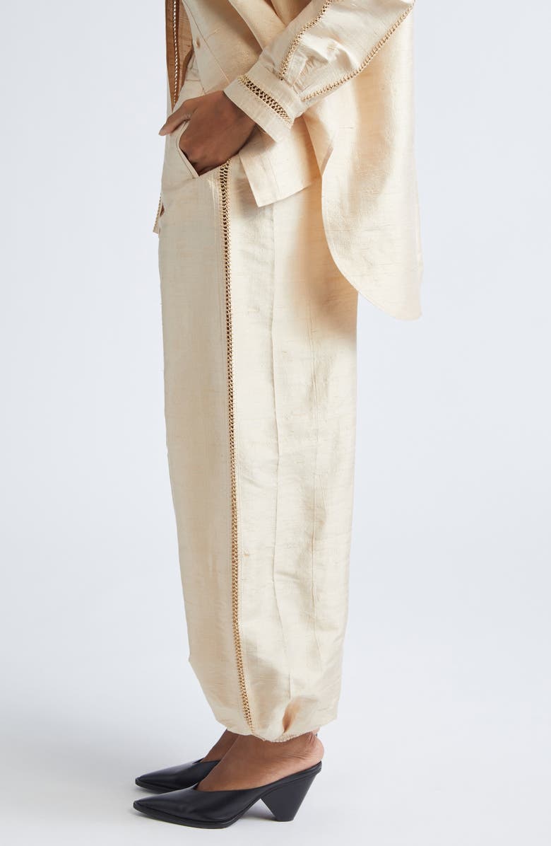 Diotima Dupioni Silk Harem Pants, Alternate, color, Pearl