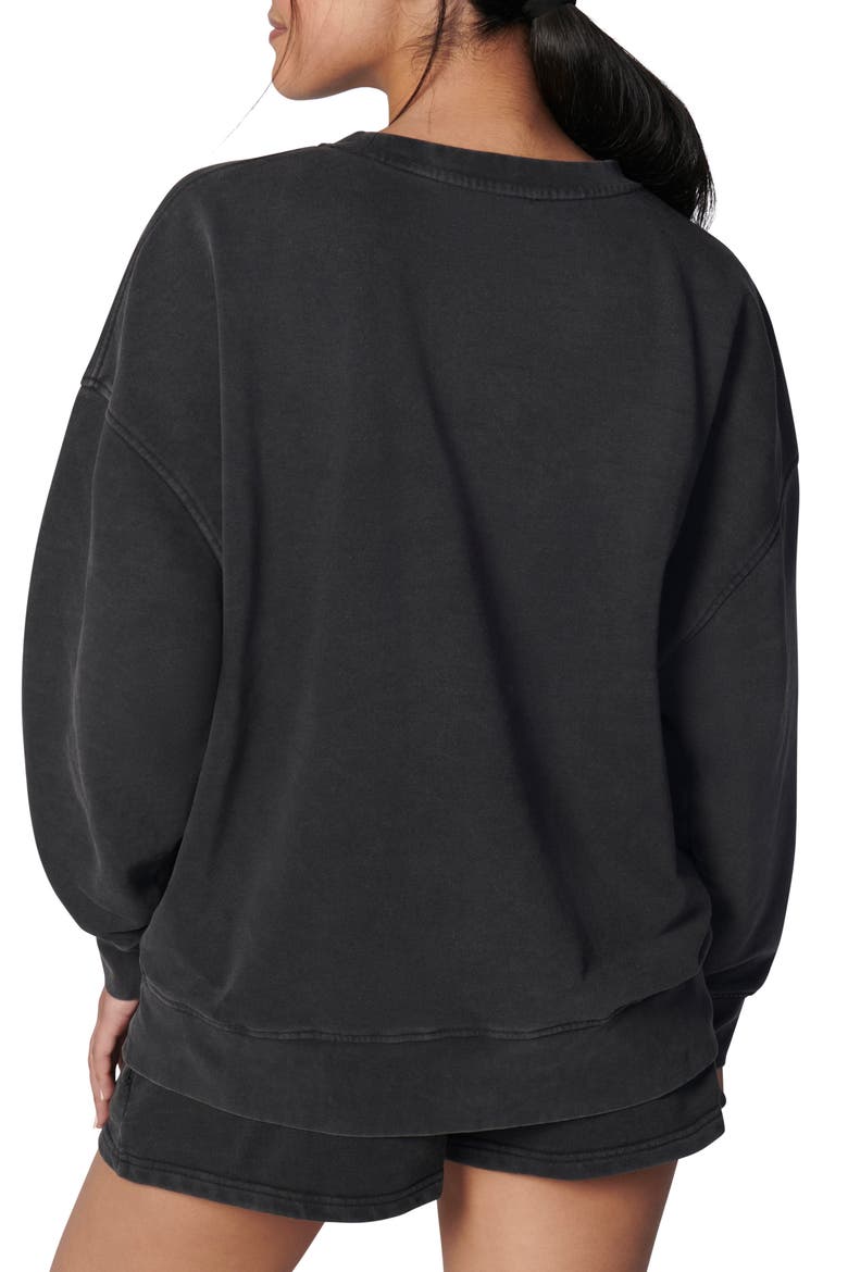 Oversize Crewneck Cotton Blend Sweatshirt, Alternate, color, WASHED BLACK