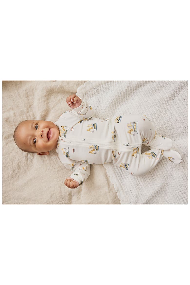 Fitted One-Piece Zip Pajamas, Alternate, color, OFF WHITE