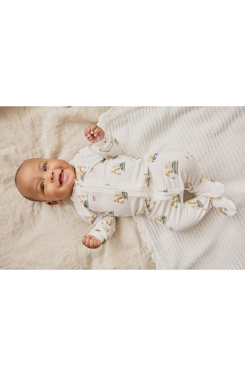 Petit Lem Fitted One-Piece Zip Pajamas, Alternate, color, Off White