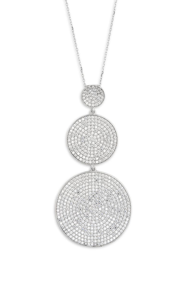 CZ Graduating Pendant Necklace, Main, color, WHITE