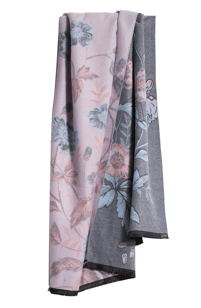 SAACHI Floral Pattern Reversible Scarf, Alternate, color, Grey