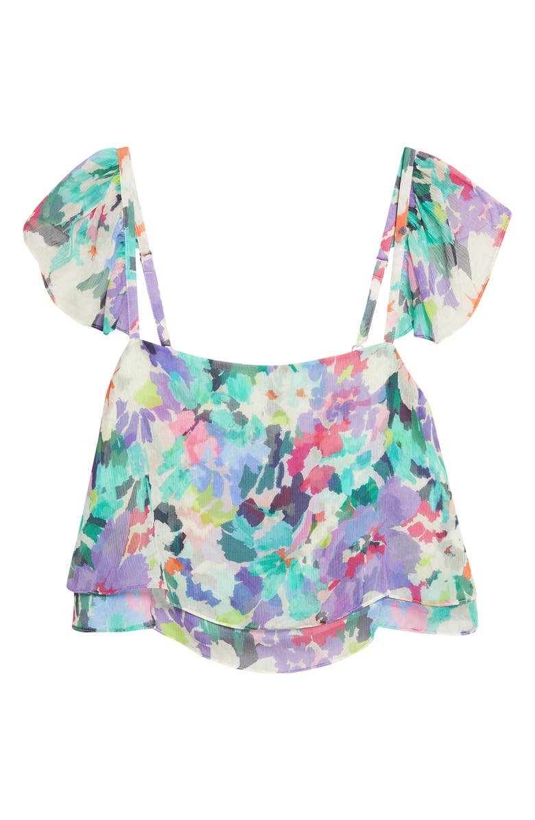 Ramy Brook Emery Floral Silk Top, Alternate, color, Capri Garden