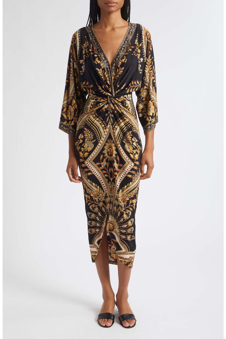 Taurus Rising Twist Detail Jersey Midi Dress, Main, color, TAURUS RISING