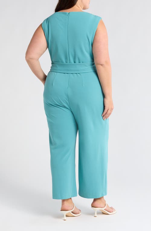 Tahari Asl Side Tie Scuba Crepe Jumpsuit In Ultra Marine