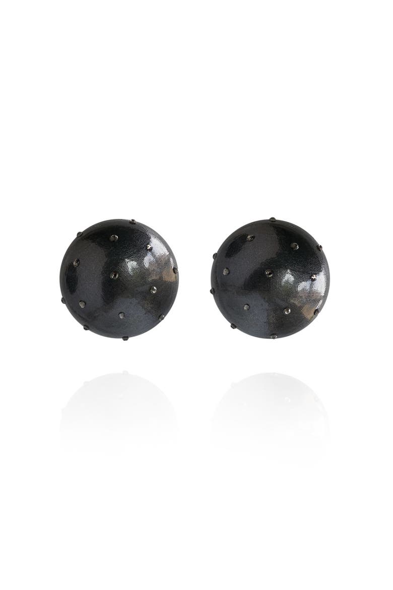 Gaia Crystal Midi Earrings, Main, color, Black Coral