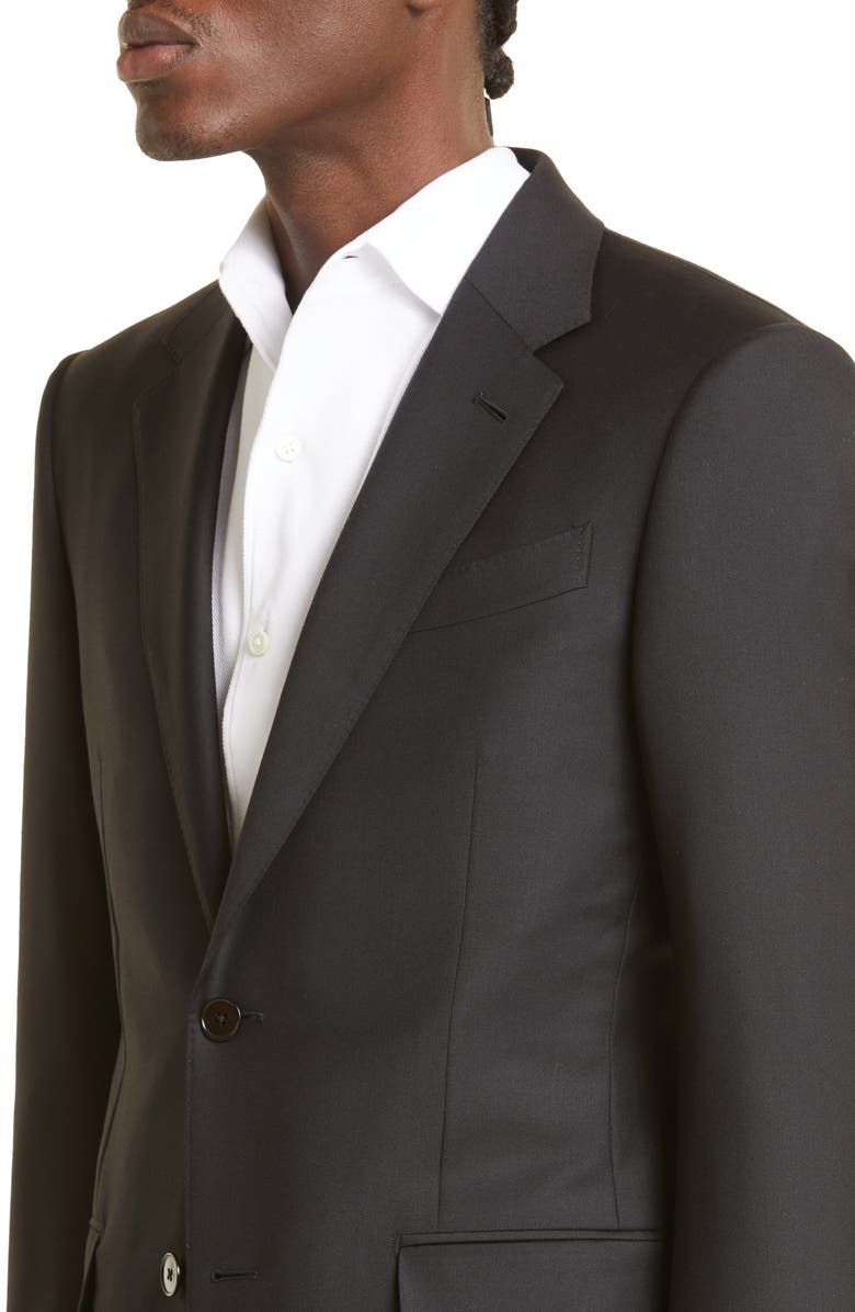 ZEGNA Trofeo Solid Black Wool Suit, Alternate, color, Black