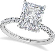 ALLUREZ Radiant Cut & Round Lab Diamond Hidden Halo Ring 14K