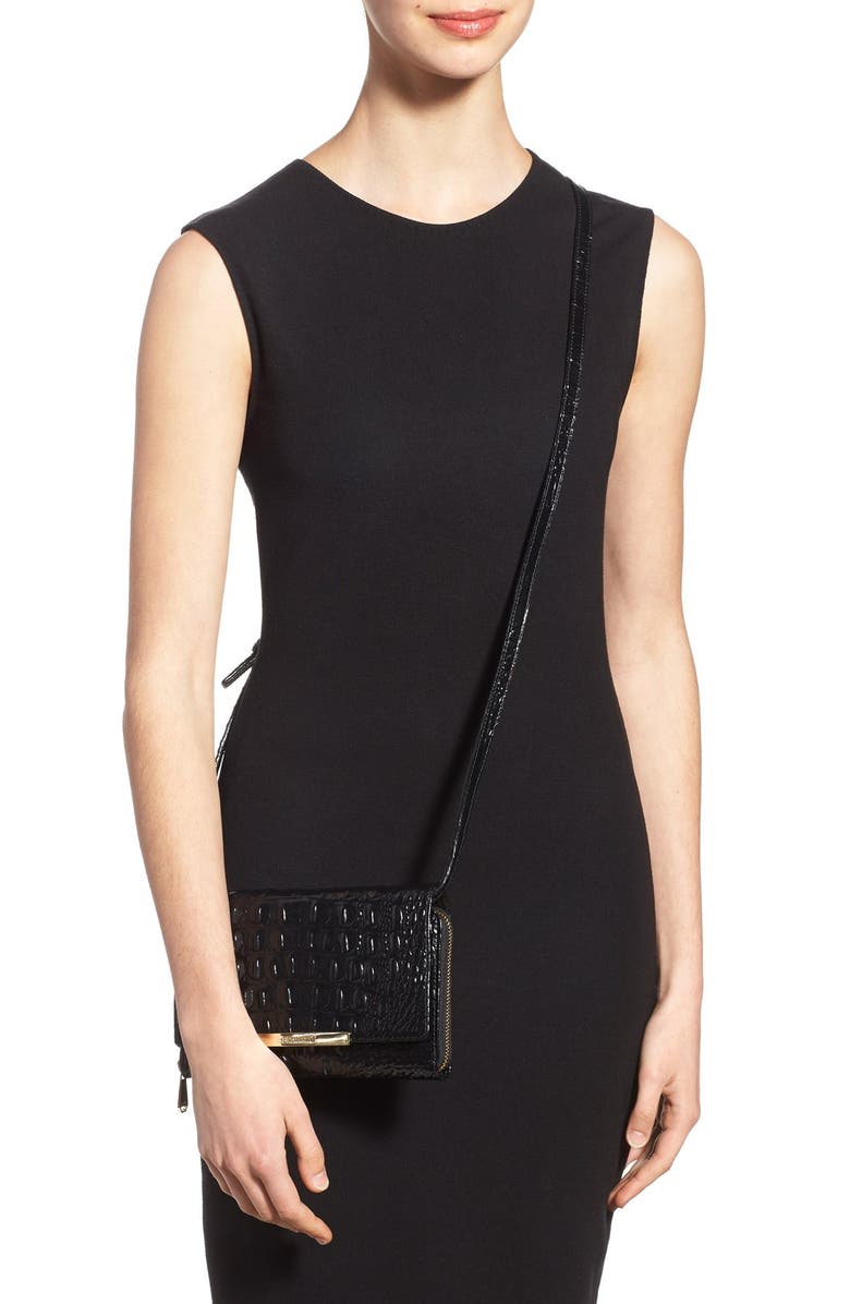 Brahmin 'Michelle' Croc Embossed Leather Crossbody Wallet, Alternate, color, 