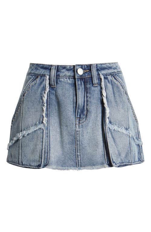 Shop Ptcl Studded Frayed Cargo Miniskort In Medium Wash