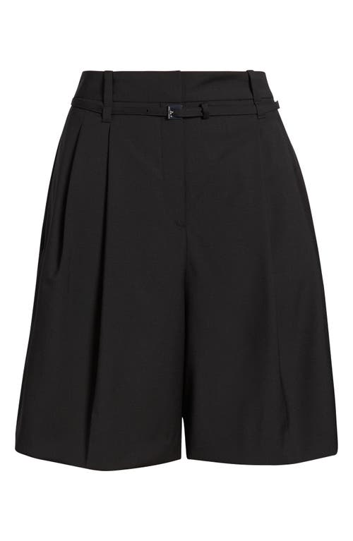 Hugo Boss Boss Taleda Belted High Waist Virgin Wool Shorts In Black