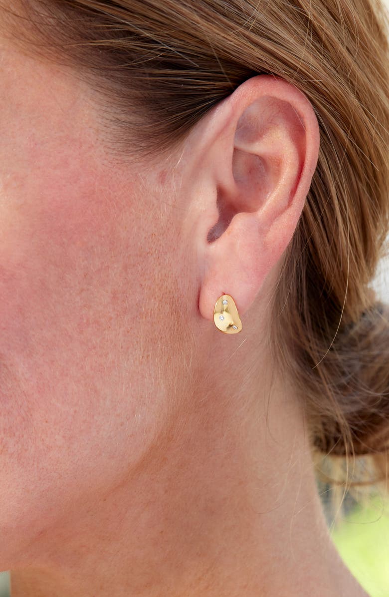 SAVVY CIE JEWELS Cubic Zirconia Teardrop Stud Earrings, Alternate, color, Yellow