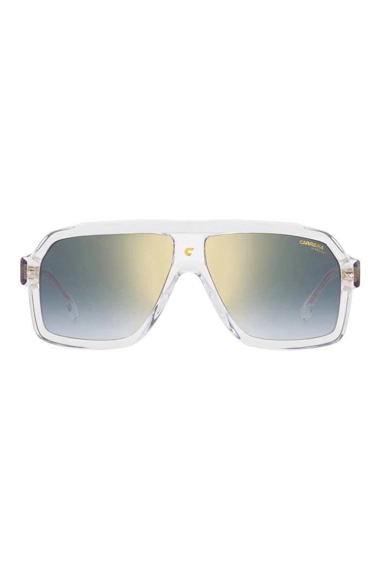 60mm Gradient Polarized Rectangular Sunglasses, Main, color, 0900-1V