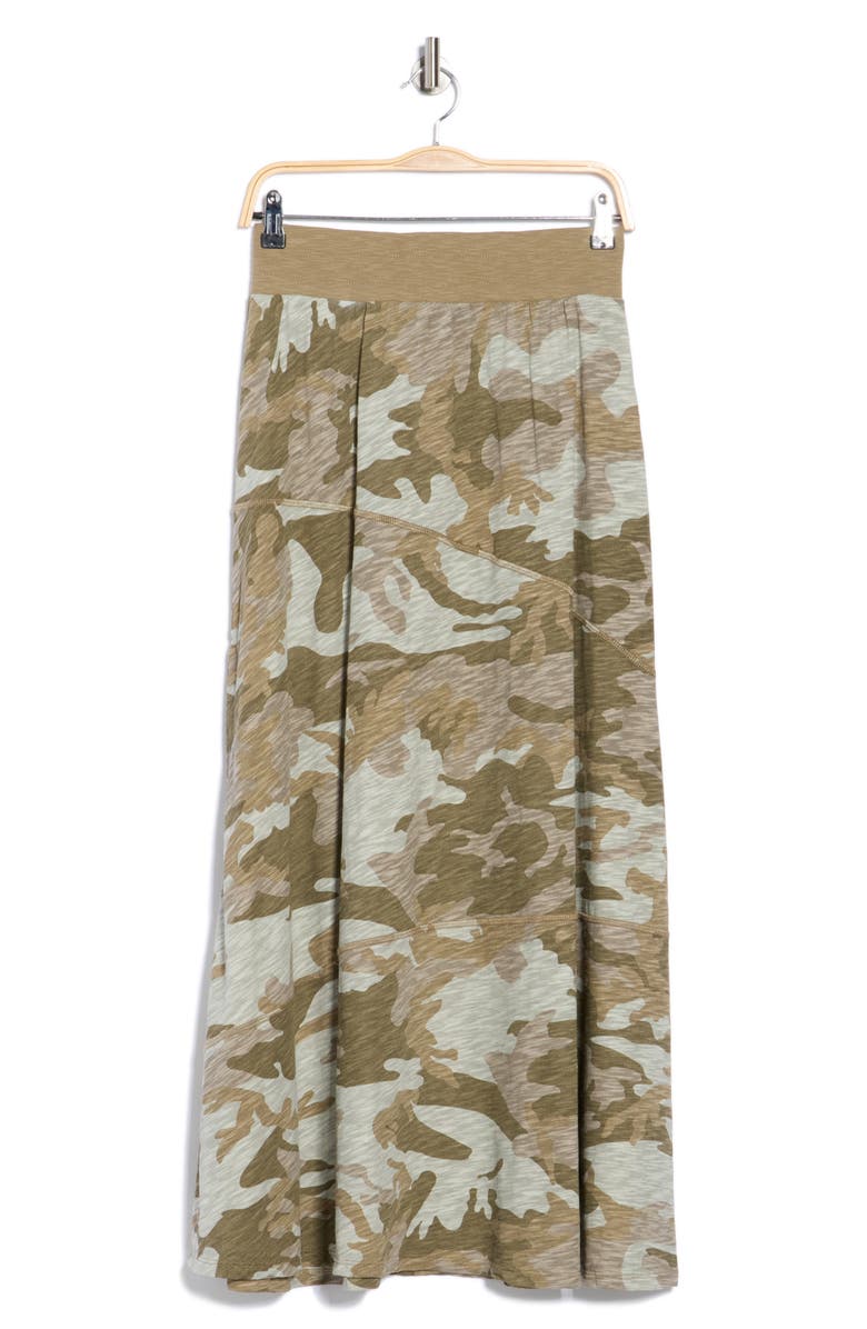 ATM Anthony Thomas Melillo Camo Print Cotton Maxi Skirt, Alternate, color, Faded Army / Multi