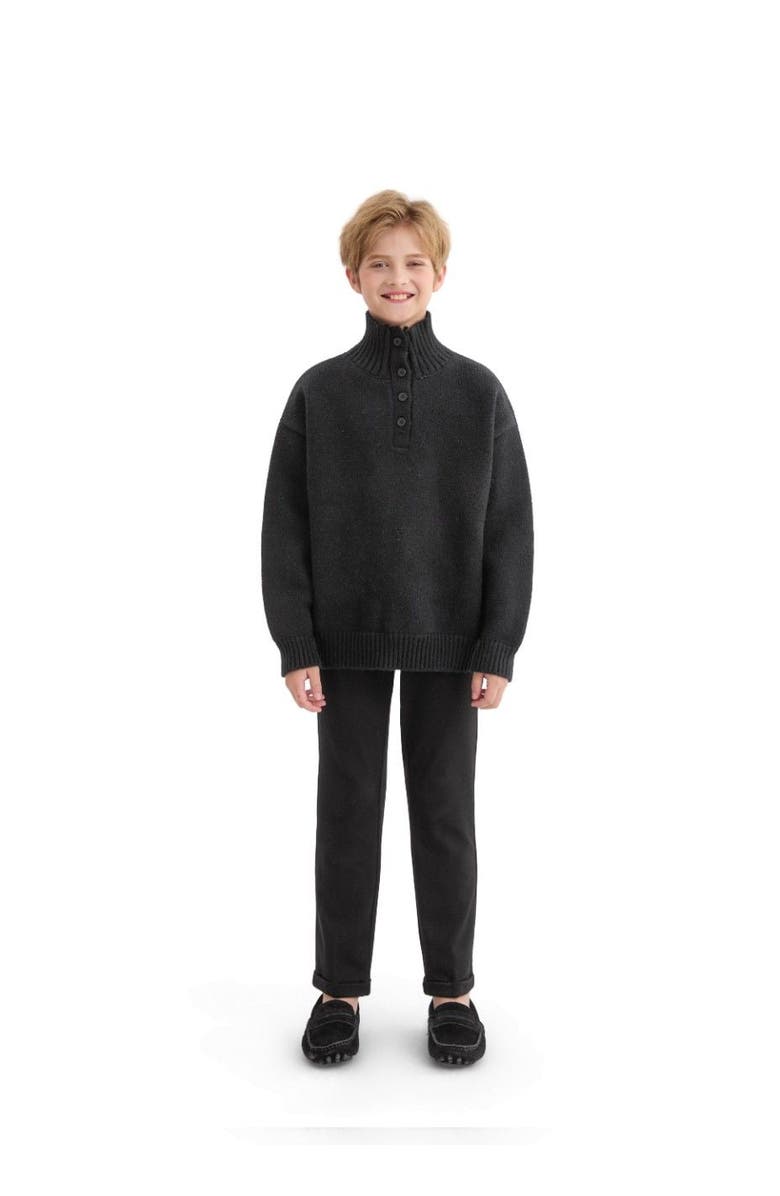 MOUSTACHE Button-Up Ribbed Sweater, Alternate, color, Black