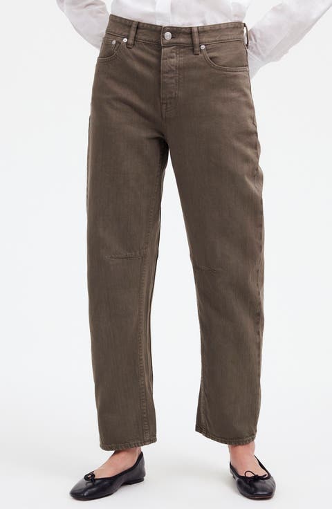 The Darted Barrel Leg Jeans (Driftwood Brown)