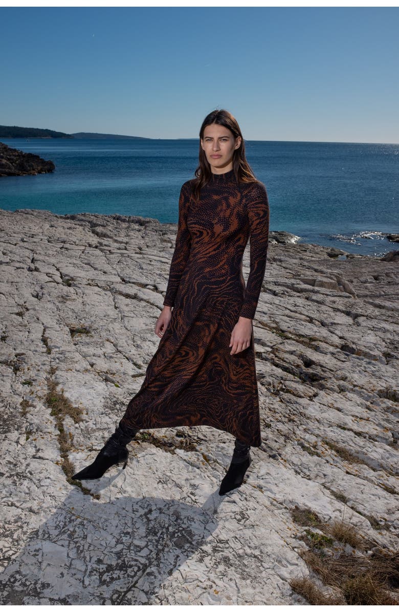 Untitled in Motion Speculus Turtleneck Jersey Maxi Dress, Alternate, color, 