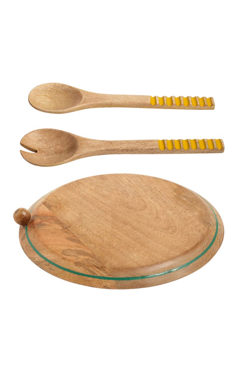 Zsa Zsa Zsu Lakri Mango Wood Salad Spoon & Serving Board Set of 2, Main, color, Brown