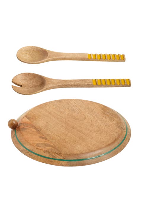 Lakri Mango Wood Salad Spoon & Serving Board Set of 2