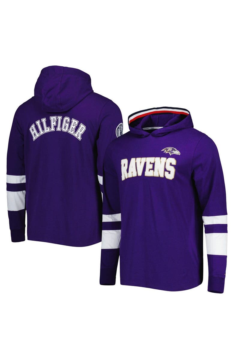 Tommy Hilfiger Men's Tommy Hilfiger Purple/White Baltimore Ravens Alex Long Sleeve Hoodie T-Shirt, Main, color, 