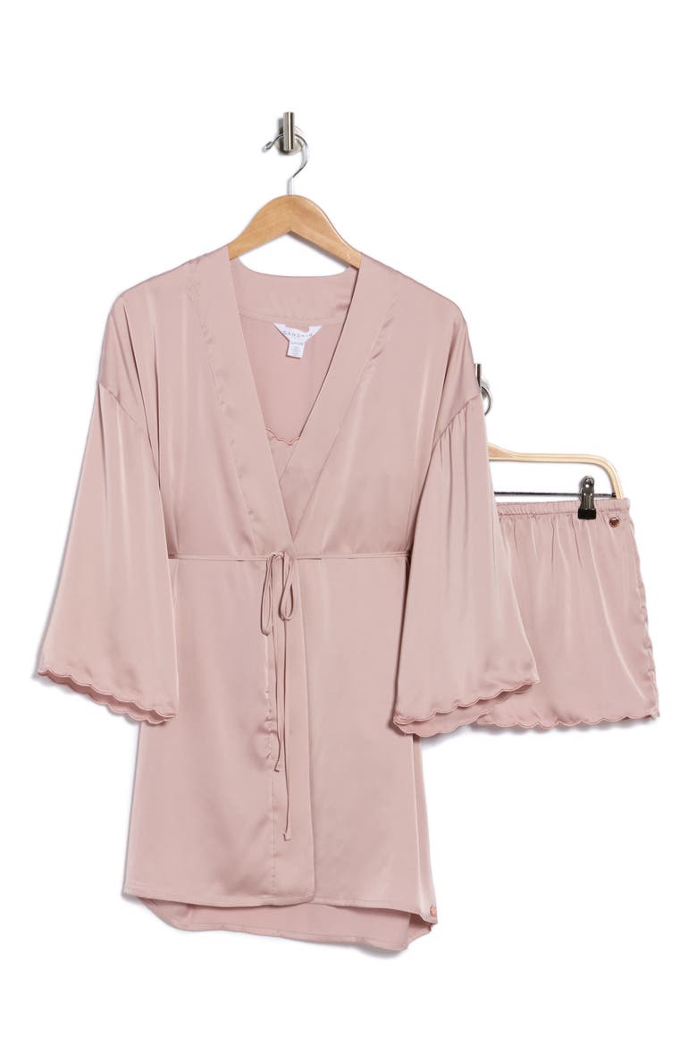 3-Piece Short Pajamas & Robe Set, Alternate, color, TAUPE SAND