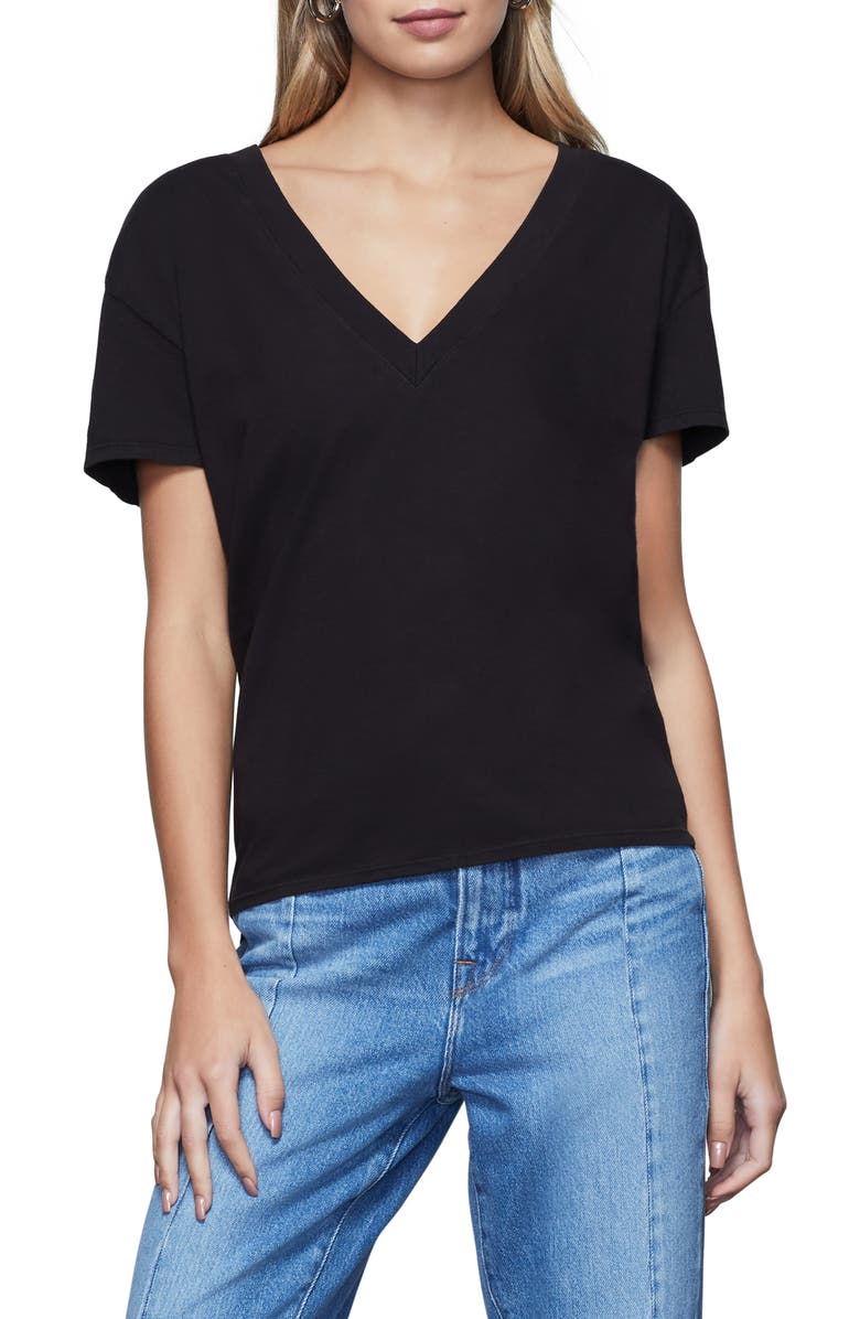 Good American V-Neck Jersey T-Shirt, Main, color,