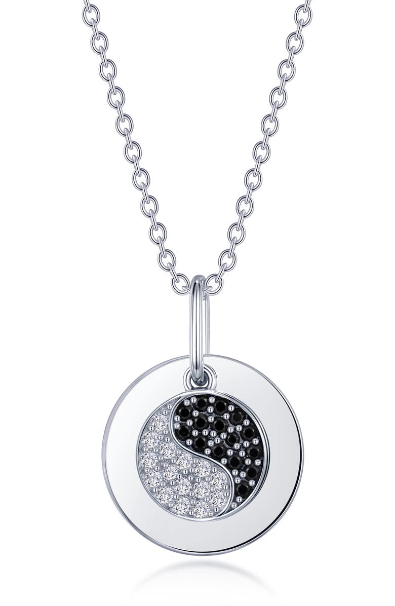 Lafonn Yin Yang Simulated Diamond Pendant Necklace, Main, color, Black/ White